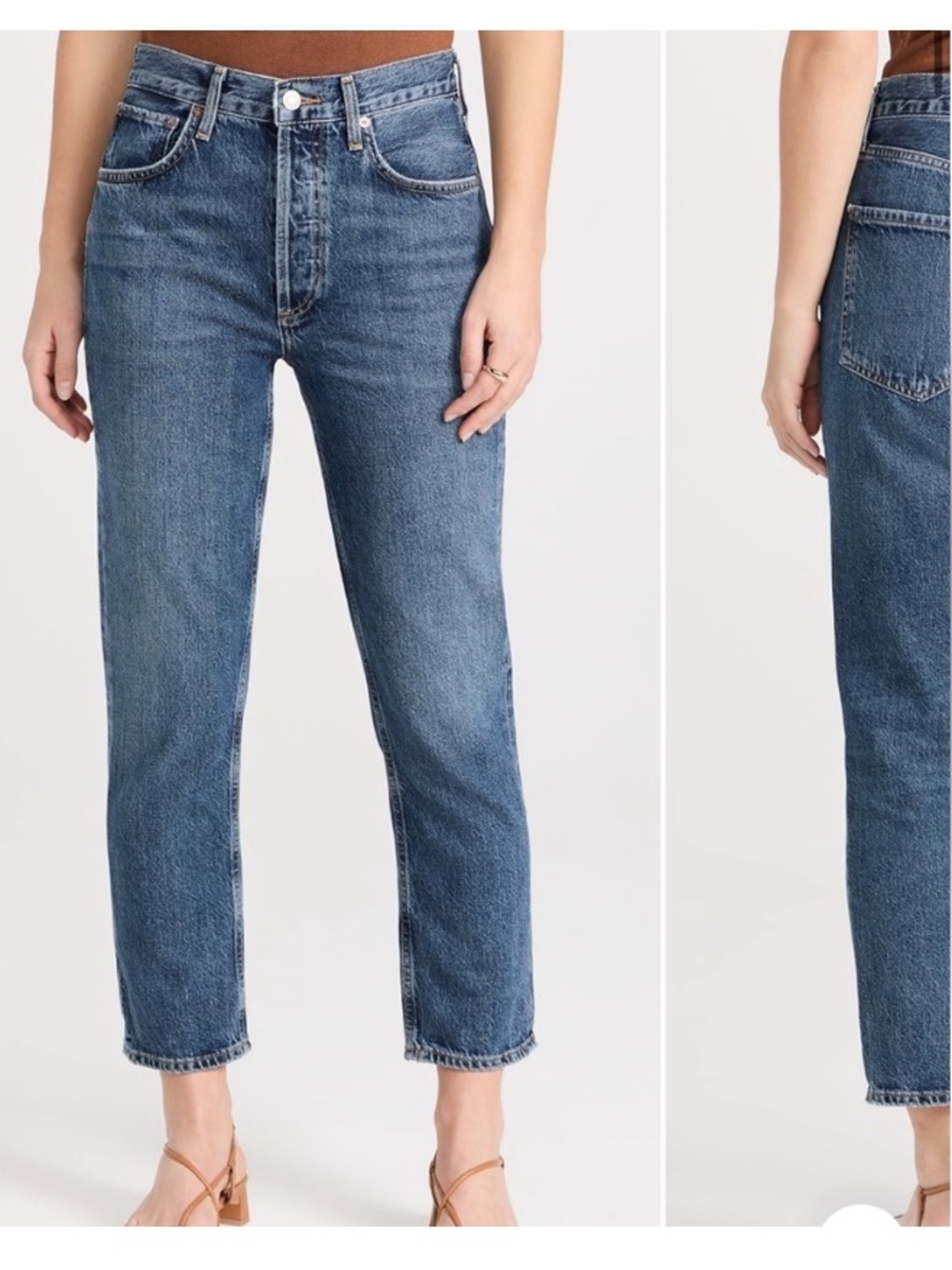 Agolde High-Rise Cropped Straight Jeans - Riley Medium Wash Blue